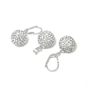 Šperky Nina - Strieborná súprava 925/1000 s kryštály Swarovski – Trpytivé guľa - set ag 030