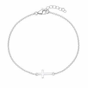 Šperky Nina – Strieborný náramok Verné srdce s krížikom naležato 925/1000 (16 – 18,5 cm) - nar 518