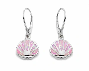 Šperky Nina – Strieborné náušnice Rúžové mušle s opálom (na patent) 925/1000 - ns kam 336