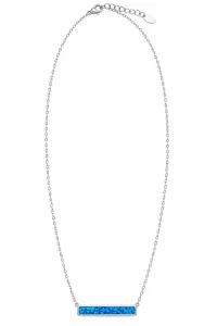 Šperky Nina – Strieborný náhrdelník Minimalistická lišta s modrým opálom (42–46 cm) - nahr 560